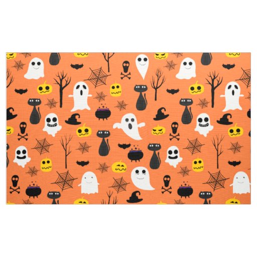 Spooky Halloween symbols pattern Fabric