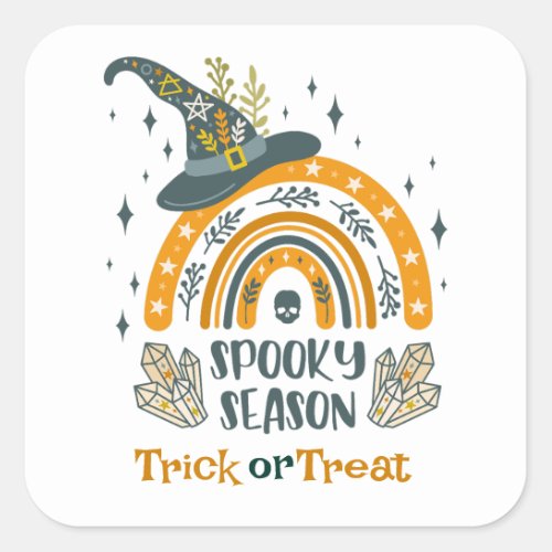 Spooky Halloween symbols pattern Square Sticker
