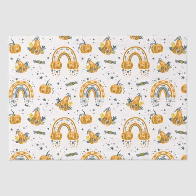 Spooky Halloween symbols pattern Tissue Paper (Front)