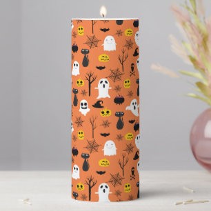 Spooky Halloween symbols seamless pattern Pillar Candle