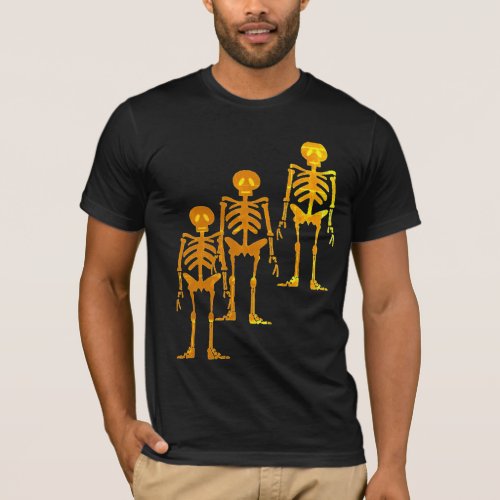 Spooky Halloween T_Shirt Design Lighted Skeletons