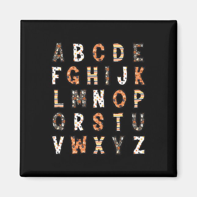 Spooky Halloween Teacher Alphabet  Magnet (Front)