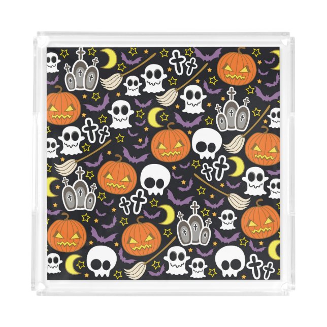 Spooky Halloween: Themed Background Design. Acrylic Tray (Front)