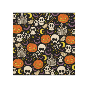Spooky Halloween: Themed Background Design. Wood Wall Art