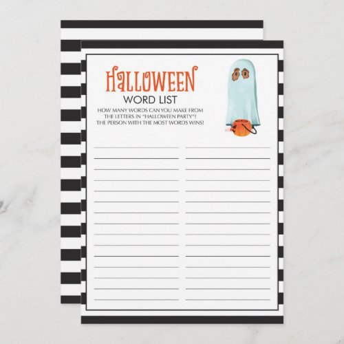 Spooky Halloween Themed Word List Game Cards