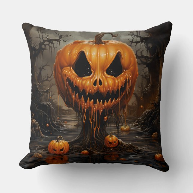 Spooky Halloween  Throw Pillow (Front)