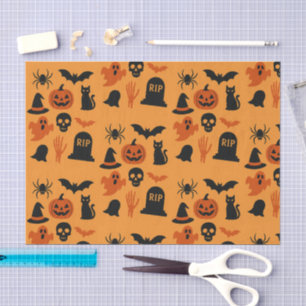 Spooky Halloween Tissue Paper Black & Orange