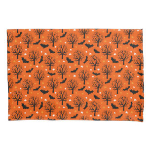 Spooky Halloween Tree with Bats and Stars Pillow Case
