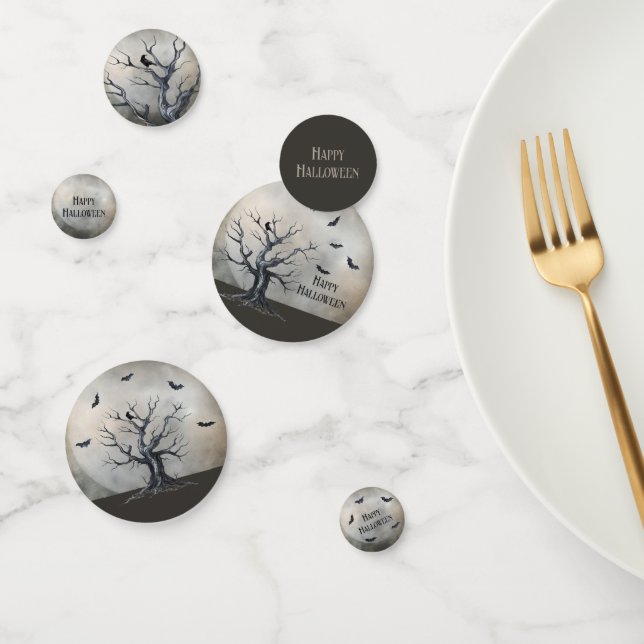 Spooky Halloween Tree with Raven and Bats Confetti (Group)