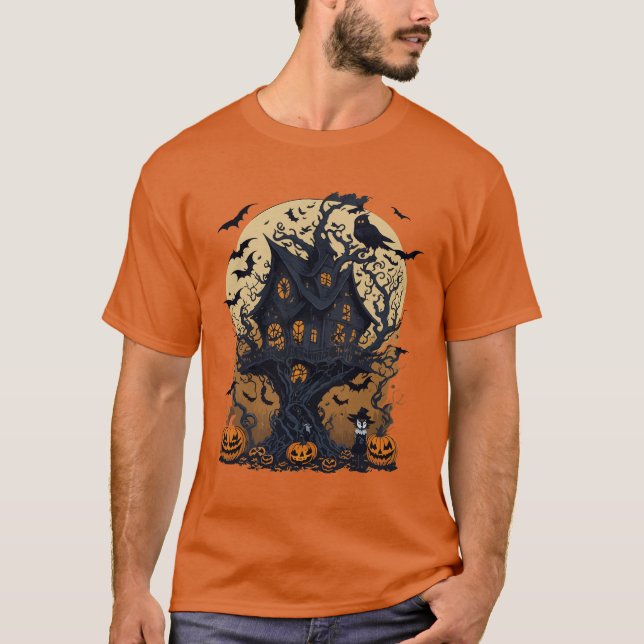 Spooky Halloween Treehouse Men's T-Shirt (Front)