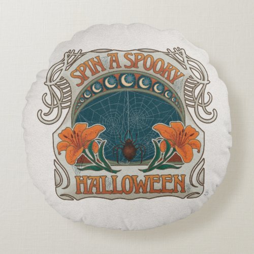 Spooky Halloween Victorian Gothic Round Pillow