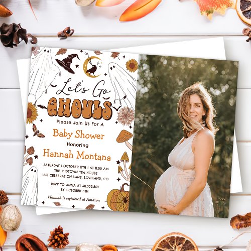 Spooky Halloween Vintage Baby Shower Party Photo  Invitation