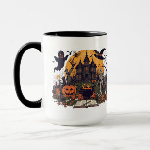 Spooky Halloween Vintage Design – Ghost, Pumpkin Mug