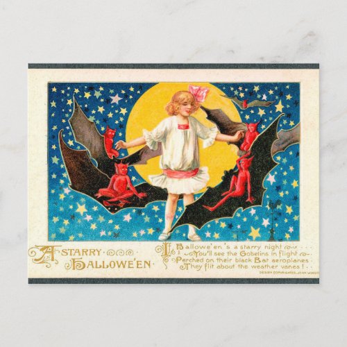 Spooky Halloween Vintage Holiday postcard