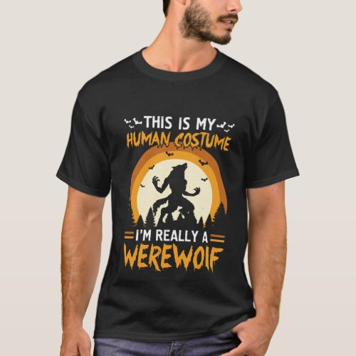 spooky Halloween werewolf word art  T_Shirt