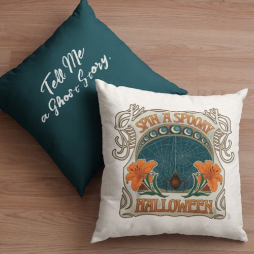 Spooky Halloween Whimsical Goth Throw Pillow