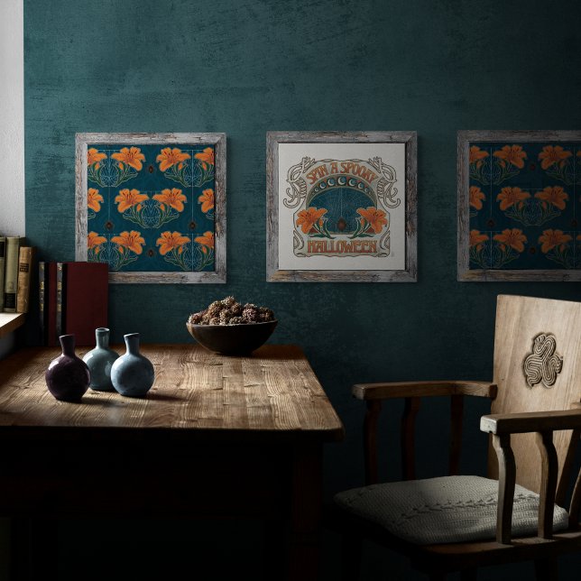 Spooky Halloween Whimsical Vintage Style  Poster (Bring a Dark Whimsy Style to Your Home Decor When You Mix and Match with Art from this Collection.)