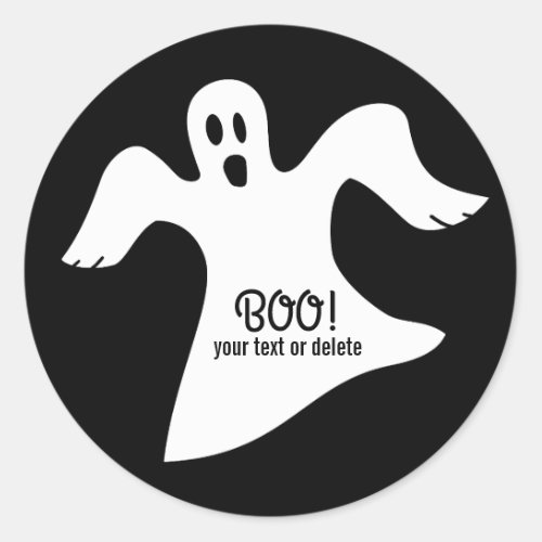 Spooky Halloween White Ghost Saying BOO Classic Round Sticker