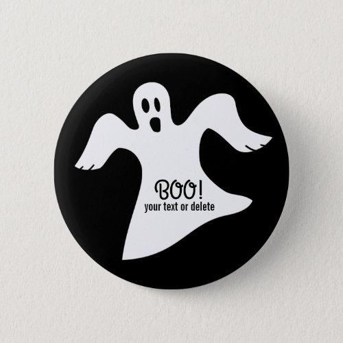 Spooky Halloween White Ghost Saying BOO Pinback Button
