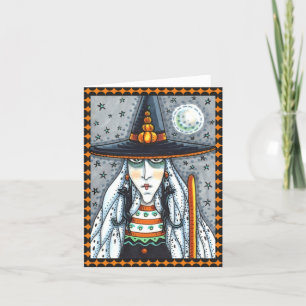 SPOOKY HALLOWEEN WITCH, BLACK CAT EARRINGS CARD