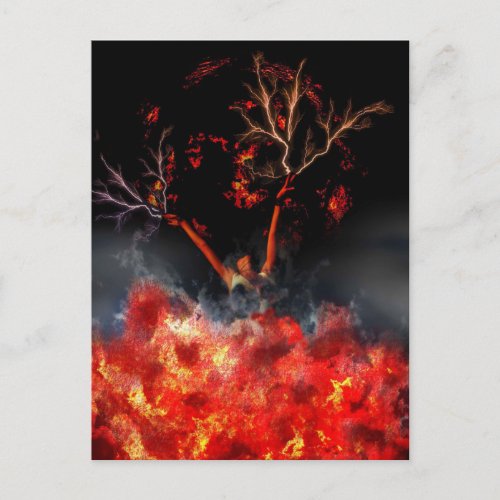 Spooky Halloween Witch Burning Postcard