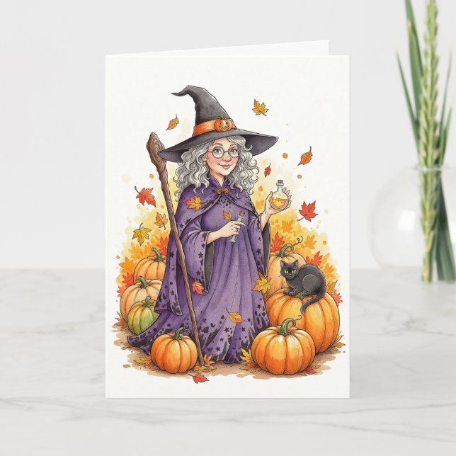 Spooky Halloween Witch Card (Front)