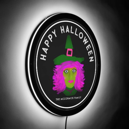 Spooky Halloween Witch Custom LED Sign