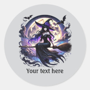 Spooky Halloween witch customizable Classic Round Sticker