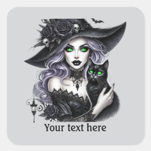 Spooky Halloween witch customizable Square Sticker