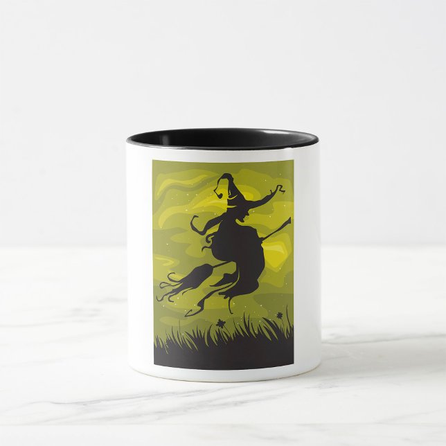Spooky Halloween Witch Flying on Broomstick Mug (Creator Uploaded)