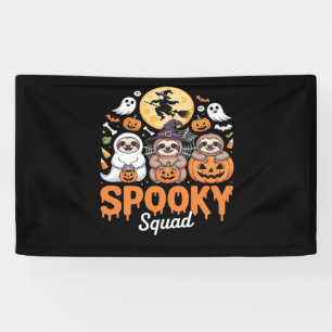 Spooky Halloween Witch Funny Horror Sloths Essenti Banner