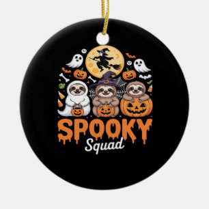 Spooky Halloween Witch Funny Horror Sloths Essenti Ceramic Ornament