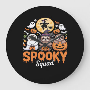Spooky Halloween Witch Funny Horror Sloths Essenti Large Clock