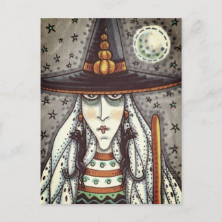 SPOOKY HALLOWEEN WITCH, GHOSTS, BLACK CAT EARRINGS POSTCARD