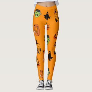Spooky Halloween Witch, Haunted House, Moon Leggings