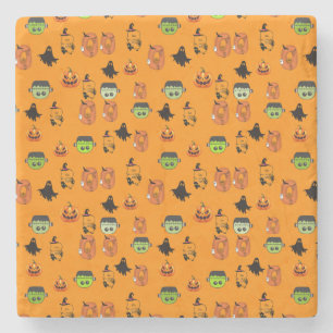 Spooky Halloween Witch, Haunted House, Moon Stone Coaster