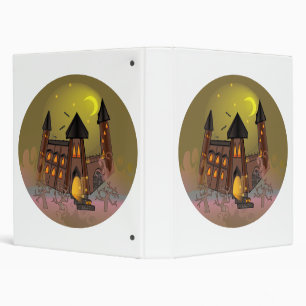 Spooky Halloween witch house and vampires castle 3 Ring Binder
