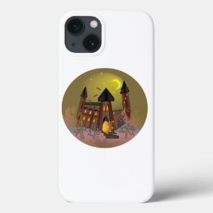 Spooky Halloween witch house and vampires castle iPhone 13 Case