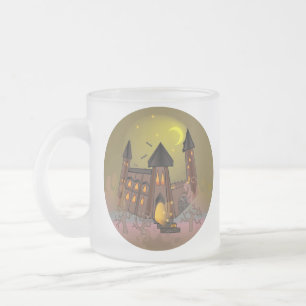 Spooky Halloween witch house and vampires castle   Frosted Glass Coffee Mug