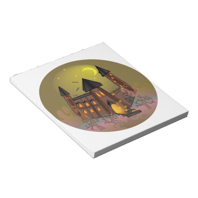 Spooky Halloween witch house and vampires castle  Notepad (Angled)
