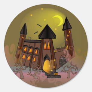 Spooky Halloween witch house and vampires castle  Sign