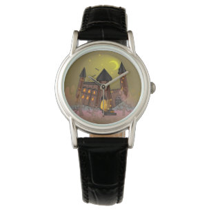 Spooky Halloween witch house and vampires castle Watch