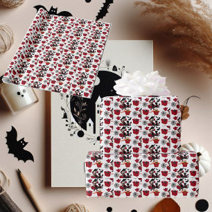 Spooky Halloween Witch Party Cat Ghost Spider Web Wrapping Paper