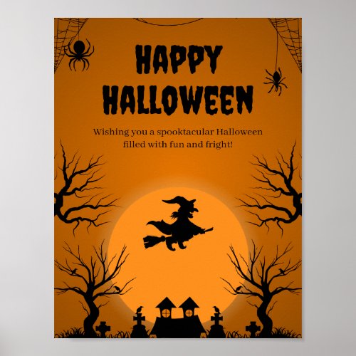 Spooky Halloween Witch Silhouette Poster