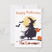 Spooky Halloween Witch Silhouette with Jack-o'-Lan (Front)