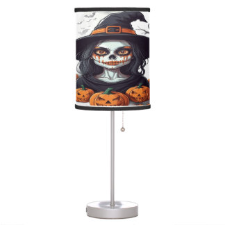 Spooky Halloween Witch Table Lamp – Creepy Skeleto