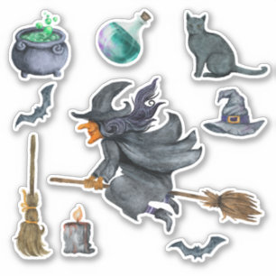 Spooky Halloween Witch themed Sticker