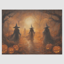 Spooky Halloween Witches in a Forest for Decoupage Tissue Paper