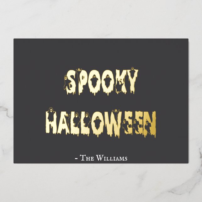 Spooky Halloween with Cute Ghosts Foil Invitation (Front)