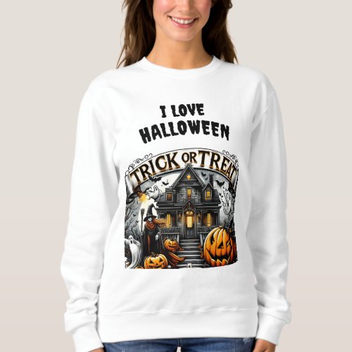 Spooky Halloween with ghosts and pumpkins Sweatshirt